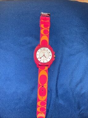 Coach Pink and Orange Signature Silicone Watch